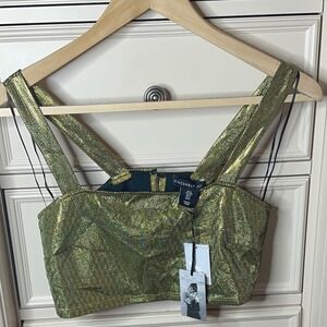 NWT-Sincerely Jules Gold Foil Bra Top –‎ Size S
